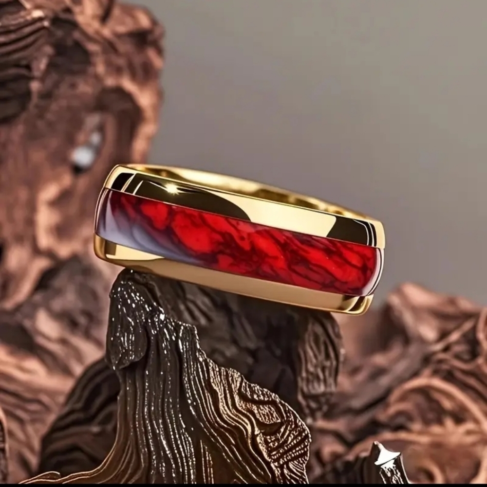 Radiant Red and Gold Women's Ring Size 6 - Picture 2 of 8